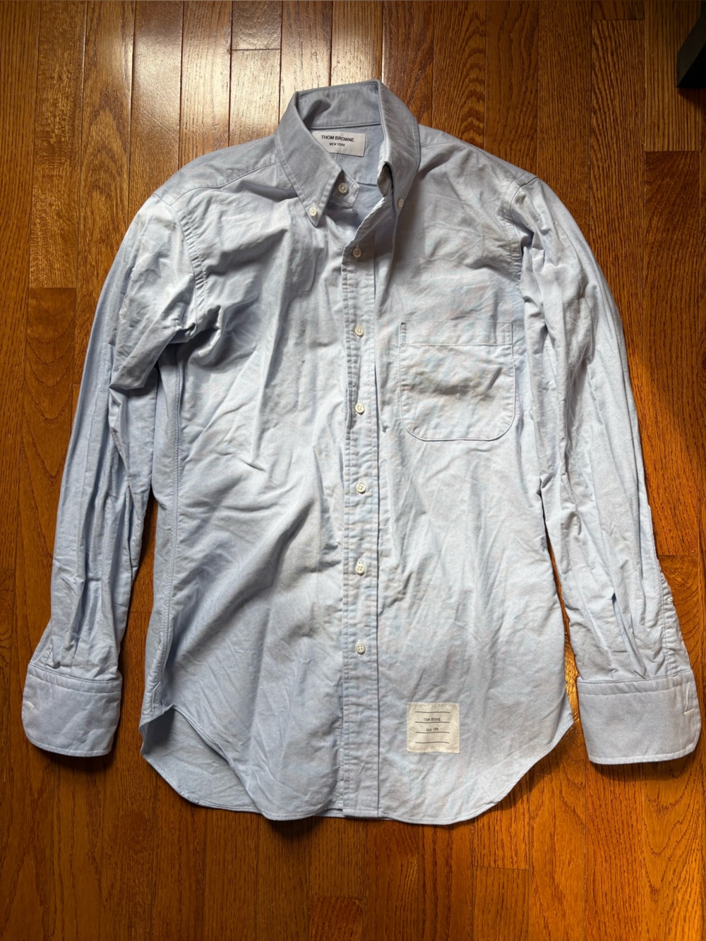 Thom Browne Light Blue Button-Down Oxford Shirt size 1